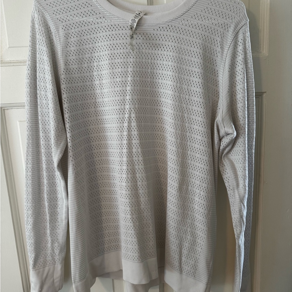 Lululemon Athletica Swiftly White Perforated Long Sleeve Top